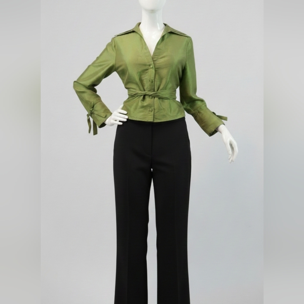 Claudia Larreta Green Party Wrap Top sz Small